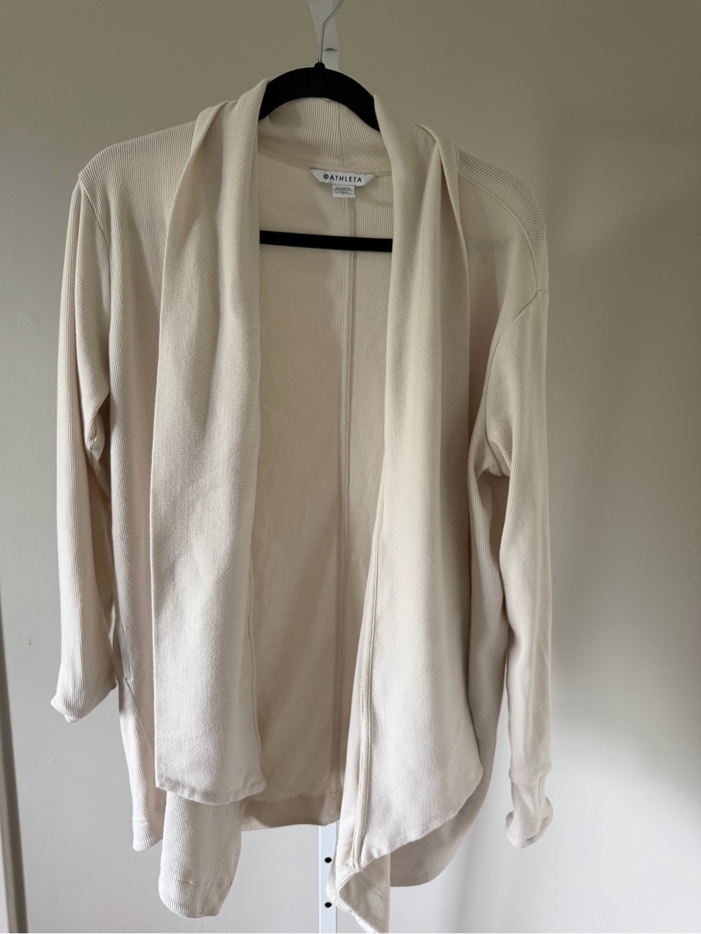 Athleta Neutral Cream Open-Front Draped Cardigan